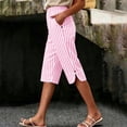 thumbnail image 2 of LIaqionyy Capri Pants for Women Short Knee Length Pant Summer Beach Elastic Waist Long Shorts with Pocket, 2 of 8