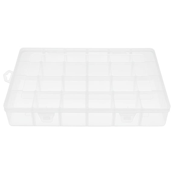 Compartment Organizer Box, Plastic Tackle Box Organizer Clear, 24 Grids Plastic Organizer Box, Adjustable Dividers, Ideal for Crafts Hobbies