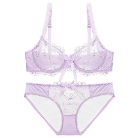 Sentmoon Sexy Lingerie for Women Women s-thin Transparent Embroidered Breathable Sexy Lace Bra Bra Plus Size Bra Set Women s Lingerie  Sleep & Lounge Valentines Day Gifts for Her Clearance Sales Toda