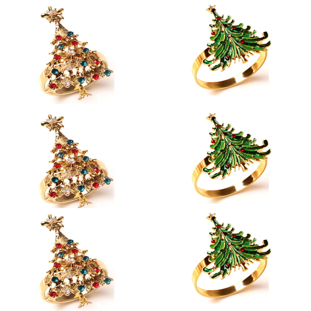 Christmas Tree Napkin Rings, Cute Mini Napkin Ring for Table setting