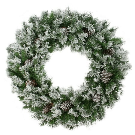 Northlight 36 in. Flocked Angel Pine with Pine Cones Unlit Wreath