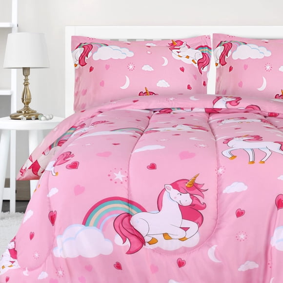 Utopia Bedding Unicorn Kids Comforter Set with 2 Pillow Shams, 3 Piece Soft Microfiber Twin Bed Comforter with Pillow Shams, Printed Kids Bedding for
