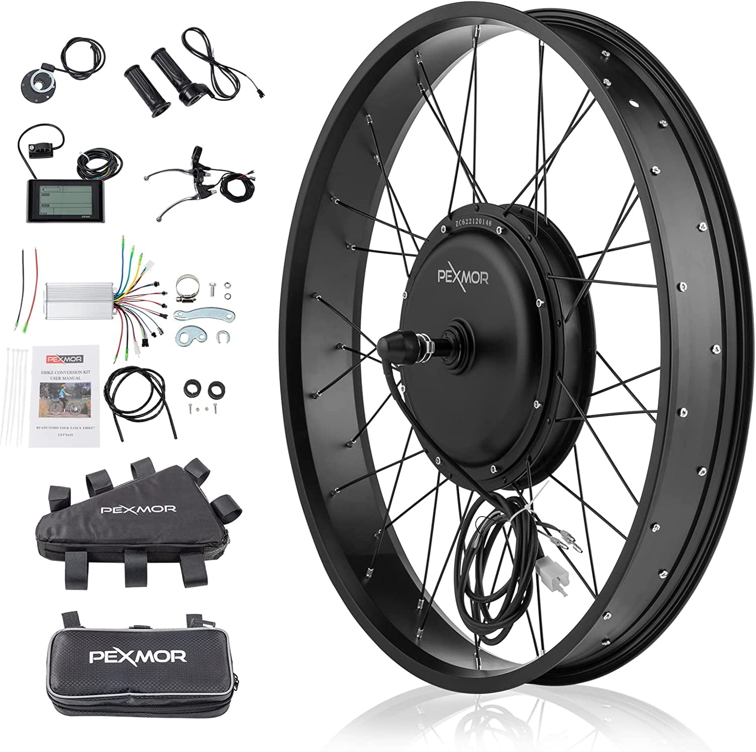 PEXMOR Electric Bike Conversion Kit,48V 1000W 26"*4.0" Fat Tire Front Wheel Ebike Conversion Kit
