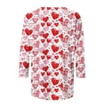 thumbnail image 5 of Valentines Tshirts, Women Heart T Shirt, Ladies 3/4 Length Sleeve Tops Fashion Women's Tees Casual Crewneck 3/4 Sleeved T Shirt Ladies Tops Blouses Shirts, 5 of 5