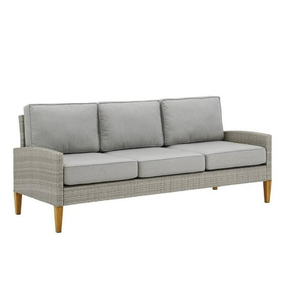 Afuera Living Transitional Wicker / Rattan Outdoor Sofa in Gray/Acorn