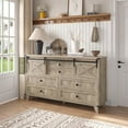 thumbnail image 6 of Farmhouse 6 Drawers Dresser with Sliding Barn Door,55.1'' Long Dresser, 4 Large and 2 Small Drawers, Sliding Barn Door, Solid Wood Legs for Entryway, Bedroom, Living Room,Oak Gray, 6 of 8