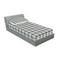 thumbnail image 2 of Plaid Fitted Sheet & Pillow Sham Set, Black and White Tartan Pattern Graphic Grid Art Design with Traditional Influences, Decorative Printed 4 Piece Bedding Decor Set, Twin, Black White, by Ambesonne, 2 of 3