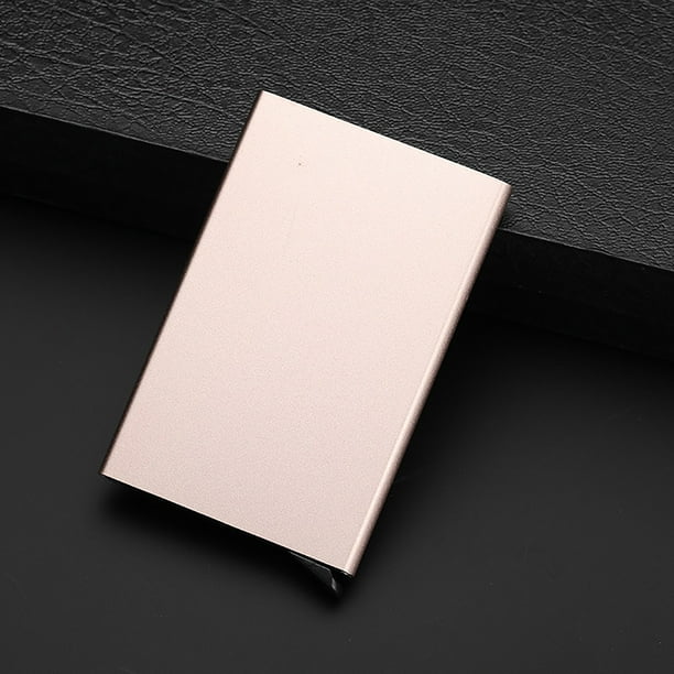 Xihbxyly Tarjetero Automático con Tecnología de Blindaje Rfid, Apertura Emergente, Aleación de Aluminio Ligera, Billetera Antirrobo, Esencial para Viajes, Tamaño Compacto (9,5 X 6 Cm)