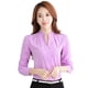 thumbnail image 1 of Blusa de gasa Nikou de manga larga con cuello alto color puro morado talla M, 1 of 12