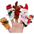 thumbnail image 1 of Pack Of 5 Christmas Finger Puppets Plush Reindeer Snowman Figure Toy Hand Puppet,Gg, 1 of 3