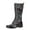 Black, variant on Women's Embroidered Lace up Knee High Cowgirl Boots Retro Ethnic Style Low Heel Mid Side Zipper Western Cowboy Calf Boots