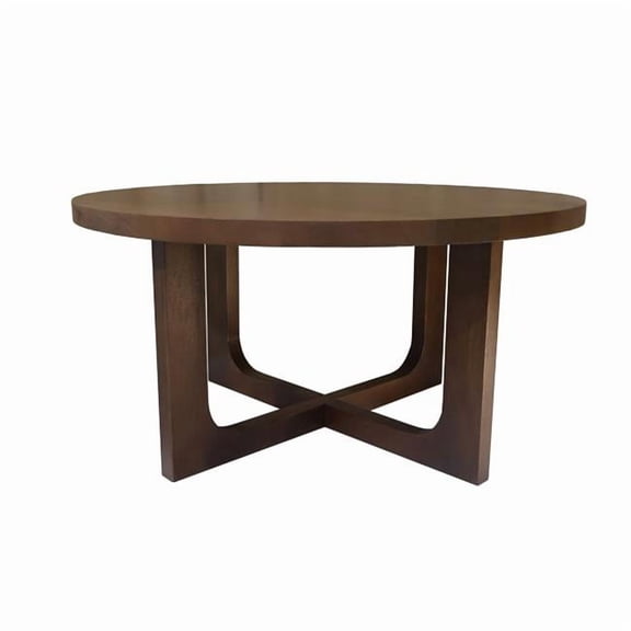 HomeRoots 606250 36 in. Brown Solid Wood Round Cross Legs Coffee Table