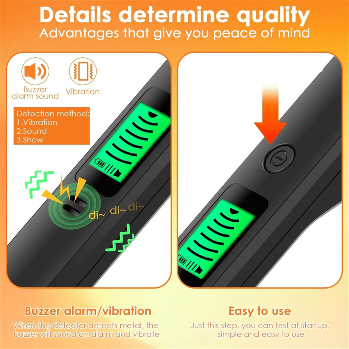 Metal Detector, Detector with Audible & Alerts, 360° Scanning Handheld Metal Detector Treasure Finder for Metal Object,1 * handheld metal detector,Black