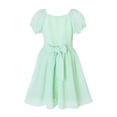 thumbnail image 4 of HILEELANG Girls Mint Green Swiss Dot Puff Sleeve Polyester Dress 12-13Y Big Girls, 4 of 12