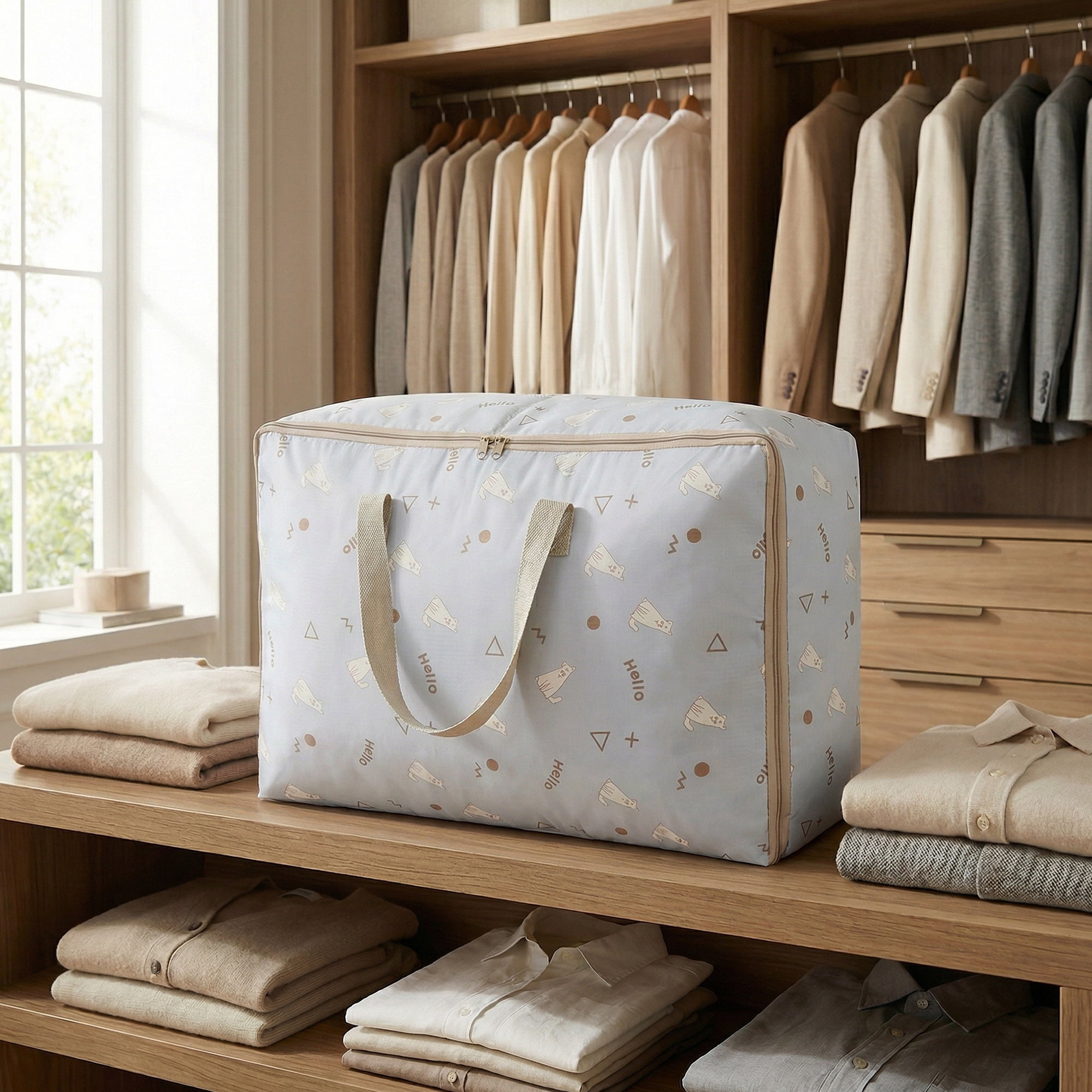 Unique Bargains Clothes Storage Bags for Organizing Clothing Light Blue 23.2"x15.7"x9.4"
