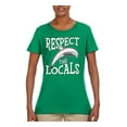 thumbnail image 2 of Wild Bobby Respect The Locals Save Our Oceans Dolphin Animal Lover Women Graphic Tee, Kelly, XX-Large, 2 of 6