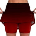 thumbnail image 2 of Women Shorts Casual Summer Breathable High Waist Skort with Pockets Gradient Color Casual Sporty Active Wear Womens Running Shorts Red XXXXXL, 2 of 5