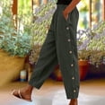 thumbnail image 2 of DHFJKG Corduroy Pants Women Baggy Comfy Joggers Elastic Waist Palazzo Harem Pants Side Button Up Solid Color Versatile Trousers, 2 of 7