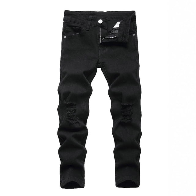 Jeans Délavés pour Garçons Style Rue Décontracté Pantalons Longs Enfants Denim Extensible Pantalons Printemps Automne Vêtements