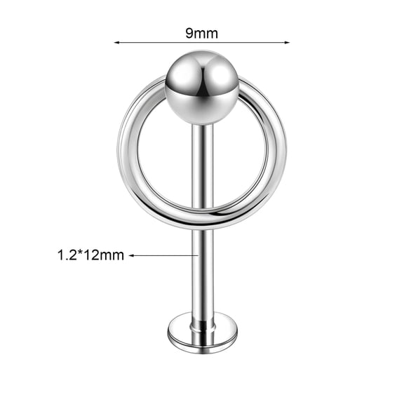 QQTDFG 16G Stainless Steel Threaded Labret Lip Rings Ear Helix Tragus Piercing Jewelry-Length 12mm