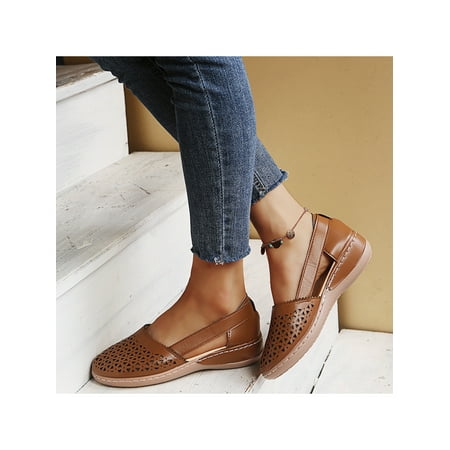 

Woobling Women s Sandals Walking Shoes Summer Beach Hollow Non Slip Wide Width Shoes sIZE 4.5-9