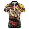 thumbnail image 4 of Psychedelic Pig Head Colorful Men Zipper T-shirt Summer Casual Short Sleeve T-shirt Top, 4 of 7