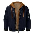 thumbnail image 3 of Brondbend Mens Coats Man Jacket Hooded Long Sleeved Zipper Pocket Outerwear Solid Color Comfy Jacket Loose Fit Going out Tops Navy, 3 of 4