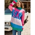 thumbnail image 6 of Womens Sweaters Fall Oversized Color Block Ski Sweater Crewneck Winter Tops, 6 of 6