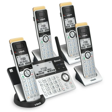 VTech - 4 Handset Connect to Cell Answering System with Super Long Range - Silver and Black