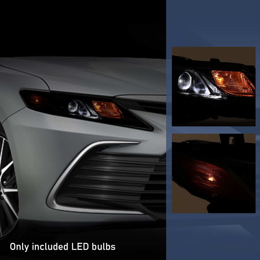 Pair Projector Headlamps Headlights Fit for 2018-2022 Toyota Camry LE SE Clear Lens Amber Reflector Assembly
