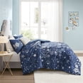 thumbnail image 4 of Ensemble de Housse de Couette Imprimée en Polyester 4 Pcs 88 Pouces en Marine, 4 of 13
