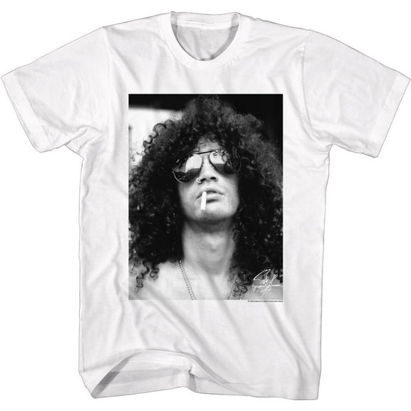 Slash Guns N Roses Slash With Cig Big White Adult T-Shirt