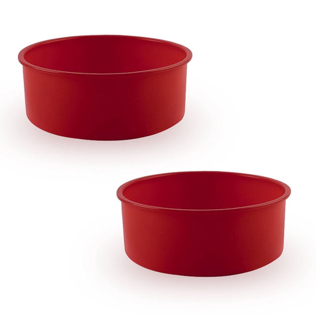 Moule à Pain Rond en Silicone 8 Pouces, Moule à Gâteau Rond Ensemble de 2, Moule de Cuisson Antiadhésif, Réutilisable de Qualité Alimentaire, Sans BPA