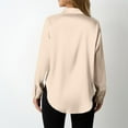 thumbnail image 4 of aidice Tops for Women Satin Comfy Lapel Neck Long Sleeve Button up Curved Hem Dressy Shirts Officewear, 4 of 6