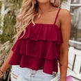 thumbnail image 2 of Womens Ruffle Cute Top Cropped Tees Tie Shoulder Flowy Sleeveless Camisole Beach Casual Tanks Summer Shirts 2025, 2 of 5