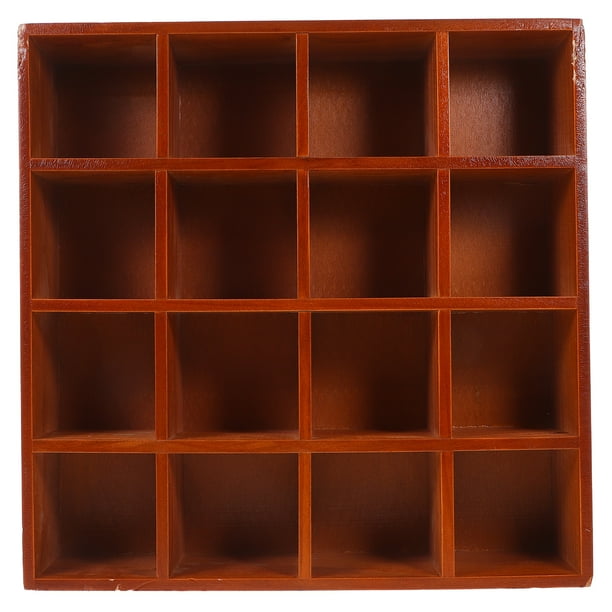 GOOHOCHY Organizador de madera para el hogar, 16 rejillas, estante de pared para exhibir colecciones y dispositivos.