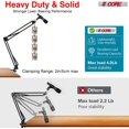 thumbnail image 2 of Soporte de brazo para micrófono de 5 núcleos, brazo de tijera con brazo de suspensión ajustable mejorado, soporte para micrófono de 42 pulgadas con filtro pop, adaptador de 3/8" a 5/8", soporte de, 2 of 8