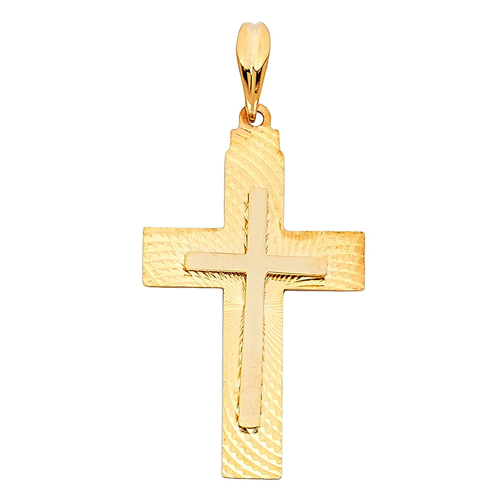 AA Jewels - Solid 14k Yellow Gold Christian Crucifix Cross Pendant 30mm ...