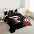 thumbnail image 3 of Manfei Letter P Monogrammed Queen Comforter Set,Rugby Game Bedding Sets,Brown Black Bedding Comforter Set For Boy,Microfiber Room Decorative Reversible,3pcs, 3 of 8