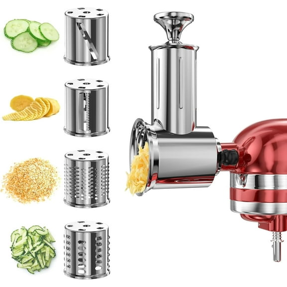 YANGLI Slicer Shredder Attachment for KitchenAid Stand Mixer, 4 Blades, Cheese Grater & Vegetable Salad Maker