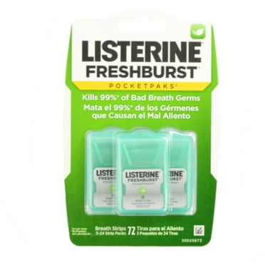 Listerine PocketPaks Breath Strips FreshBurst 72 Each (Pack of 3)