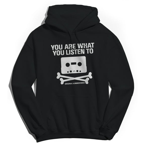 Original & Unrestored Listen Graphic Black Men's Cotton Pullover Hoodie