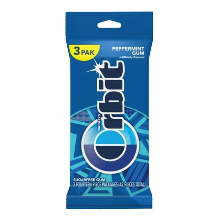 Orbit, Sugar Free Peppermint Chewing Gum, 3 Ct