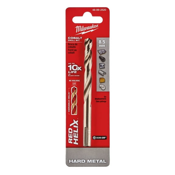 Pack of 1, Milwaukee 48-89-2520 8.5 Mm Red Helix Cobalt Drill Bit - Metric