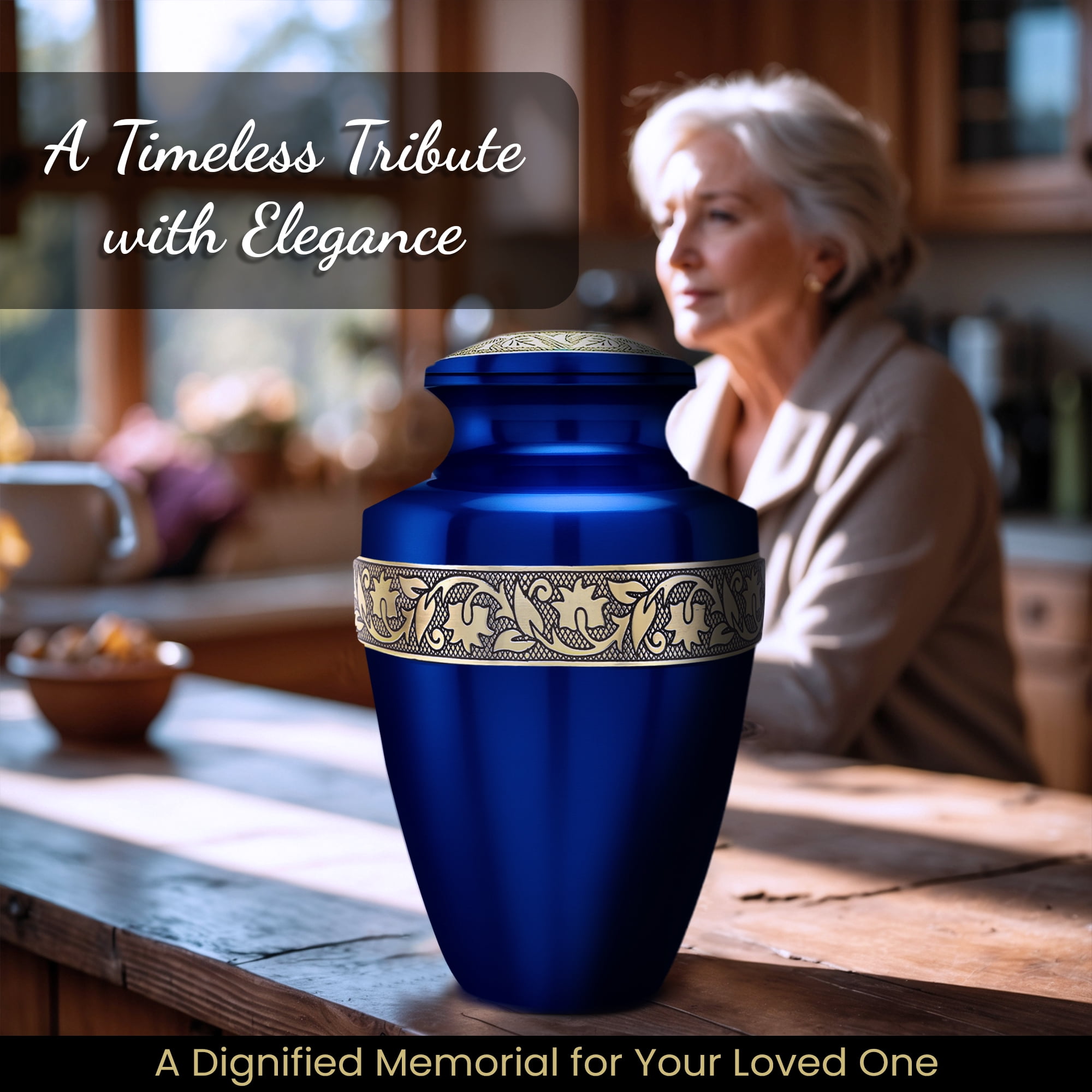 Set of 6 Blue Cremation Urns for Ashes – 1 Large, 4 Mini & 1 Necklace Urn | Handcrafted Aluminum Memorial Tribute | Urn for Ashes