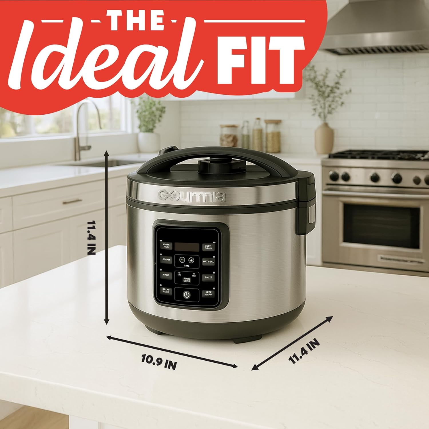 5-Quart Digital Rice Cooker with 6 Presets, Nonstick Pot & Steam Tray for Families
