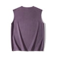 thumbnail image 4 of Men's Faux Suede Leather Sleeveless Tank Tops Gym Muscle Acid Wash Workout Tees Cut off Loose Fit Athletic T-Shirts Big and Tall Size M-5XL Purple, 4 of 5