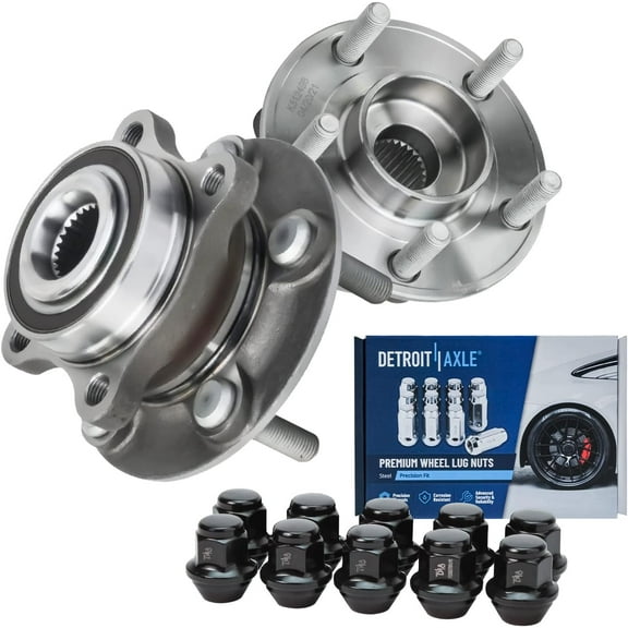 Detroit Axle - Front or Rear Wheel Hub Bearings   10pc Wheel Lug Nuts Replacement for Ford Fusion Lincoln MKZ - 12pc Set