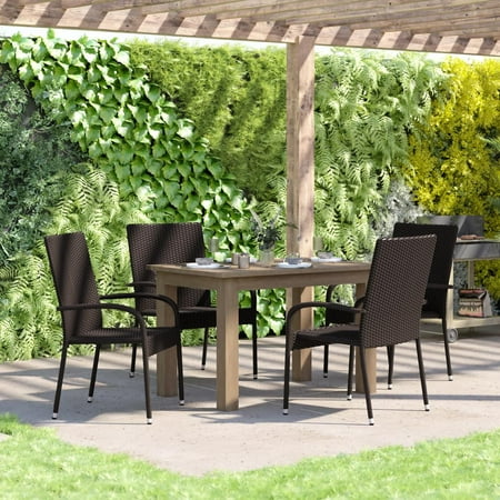 Flash Furniture Maxim Wicker Dining Chair with Arms Espresso Set of 4