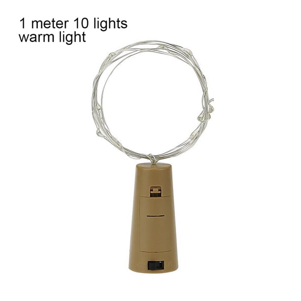 Inteprter Luz de botella de vino de corcho alimentada por batería, 1m/2m, tira de luces LED DIY, barra de luz, fiesta de cumpleaños, tira de Iluminación navideña cálido 1m